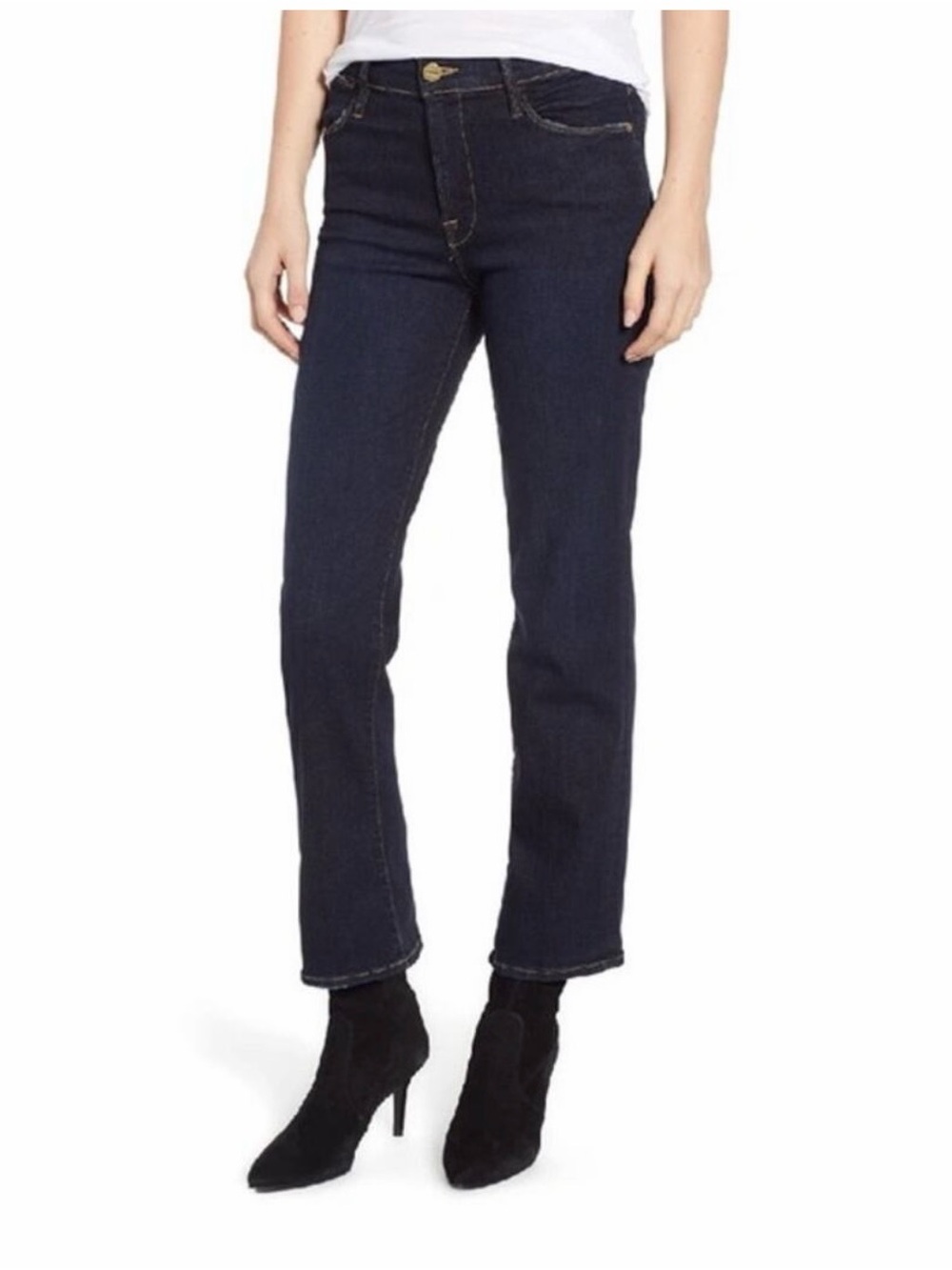 Frame Le High Straight Leg Jeans Dark Wash Pringle Point Size 26